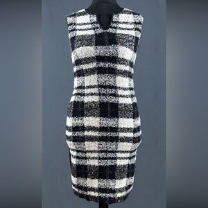 MARC CAIN | Houndstooth Wool Blend Sleeveless Dress